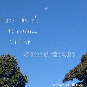 Moon shining in the morning.