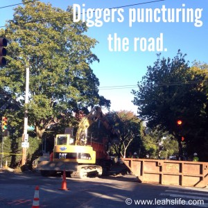 Construction zones make the walk more fun.