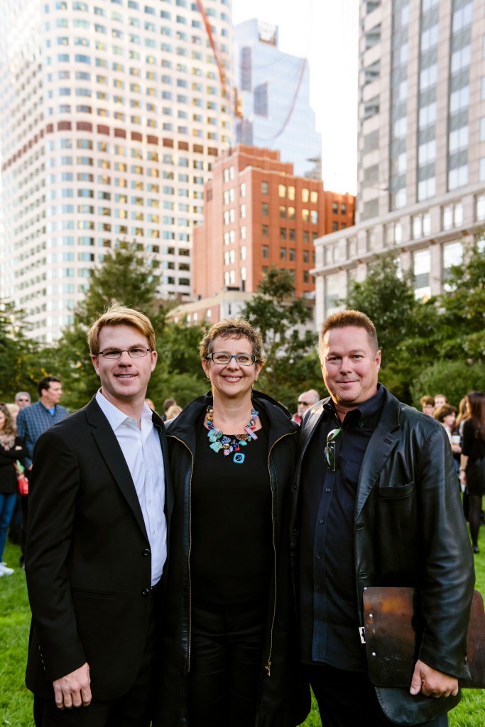 Greenway Conservancy Executive Director Jesse Brackenbury, artist Janet Echelman, and Boston Ballet's Artistic Director Mikko Nissinen; photo by Liza Voll, courtesy of Boston Ballet 