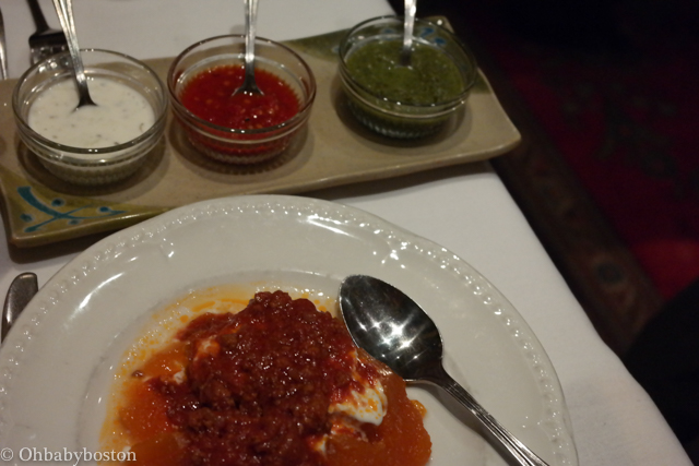 Meat sauce and pumpkin. Something I would never have thought to order, but I'm so glad we did. Thanks to Debbie of A Little Bit of a Lot of Things for being in the know!