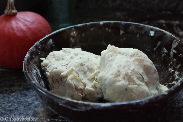 The dough is just wet enough to stick together. 